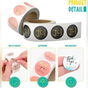 3000 pcs, 1”, Thank You Stickers for Packaging